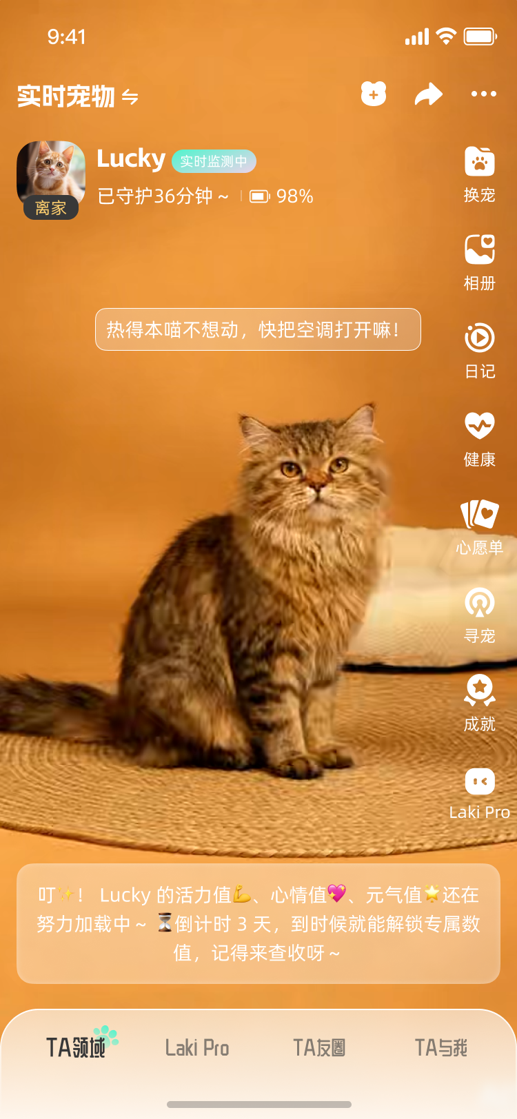 实时宠物状态界面